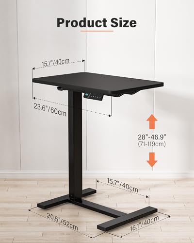 FiCiHi 24"x 16" Electric Standing Desk, Mobile Sit Stand Up Desk, Black - color: Black, size: 24" x 16"