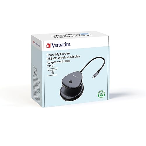 Verbatim Share My Screen Video Extender 4K USB-C Wireless HDMI Transmitter and Receiver Display Adapter with USB Hub and Card Reader - style: 4K