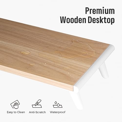loukin Monitor Stand Riser for Desk, 22.4" × 8.2" Computer Stand, Wood