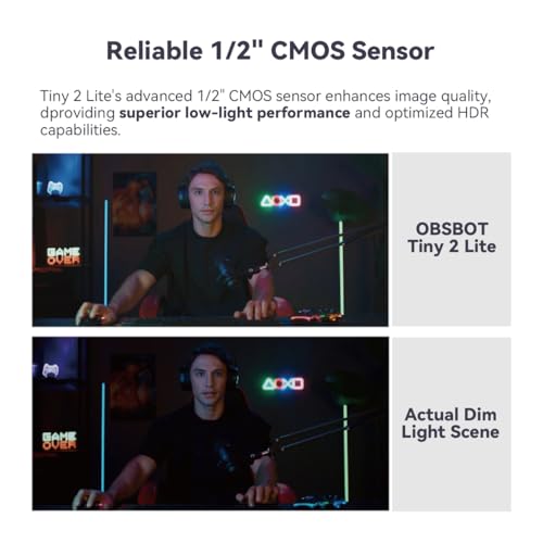 OBSBOT Tiny 2 Lite 4K PTZ Webcam AI-Tracking 1/2" CMOS - style: Tiny 2 lite