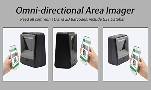 TEEMI TMSL-60 1D/2D Barcode Scanner, USB Hands-Free Desktop, Black - color: Black