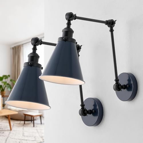 JONATHAN Y Rover 1-Light Wall Sconce 7", Navy/Black, Set of 2 - color: Navy/Black, size: Set of 2
