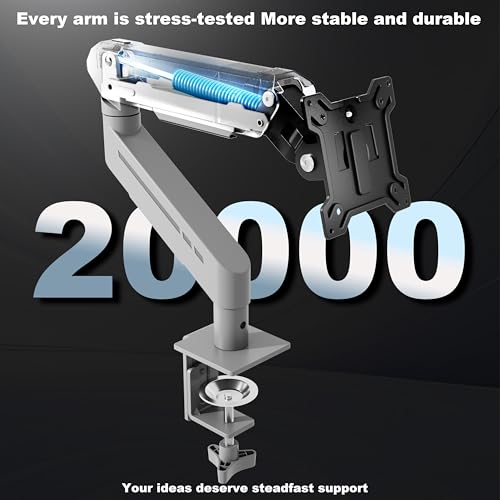THEARK Single Monitor Desk Mount 17"-32" Screens - Adjustable Mechanical Monitor Arm Computer Monitor Stand up to 19.8 lbs,VESA Arm Desk Mount with C-Clamp and Grommet Base,VESA 75x75/100x100mm,Silver - color: Silver