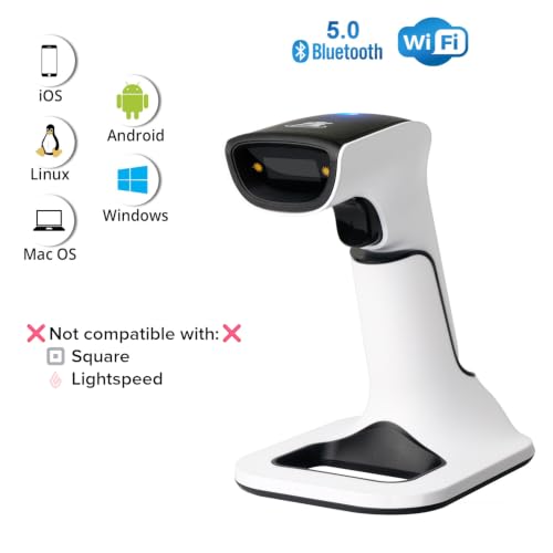 ScanAvenger Wireless Portable 1D&2D with Stand Bluetooth Barcode Scanner: 3-in-1 Handheld Scanner, Rechargeable Battery for Inventory - USB Bar Code/QR Reader (1D&2D with Next Gen Stand) - style: 1D&2D With Next Gen Stand