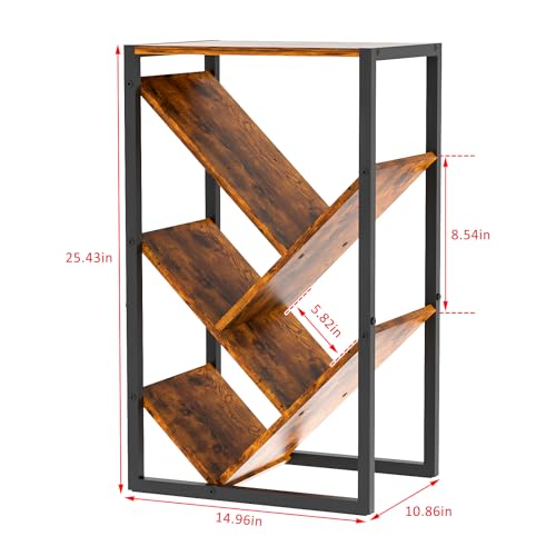 Cutogxon Small Bookcase - 5 Tier Tree Bookshelf with EVA Pads, Book Shelf for Small Spaces Bookshelves Wooden Book Storage Organizer Shelves for Hardcover Books Bedroom Living Room - color: Vintage Brown, size: 5 Tier