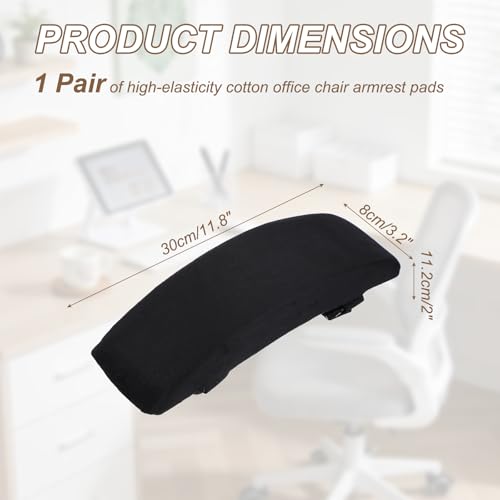 PATIKIL Office Chair Arm Pads 1Pair Office Chair Arm Cover 30x8x5cm Black - color: Black