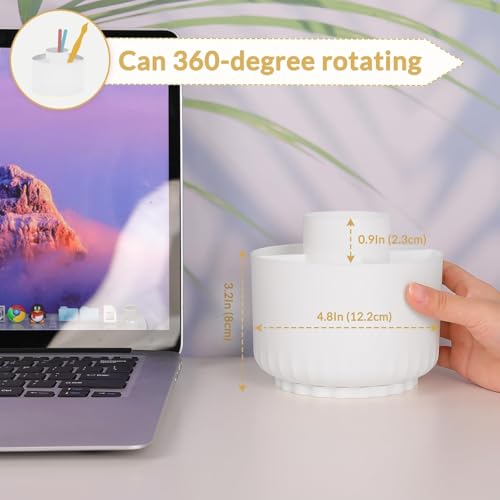 SKYDUE 360 Degree Rotating Desk Organizer, Dual-Purpose Pencil Pen Holder for Desk, Rotating Pencil Cup, Office Supplies, Desk Decor for Office, School, Home - color: Pure White