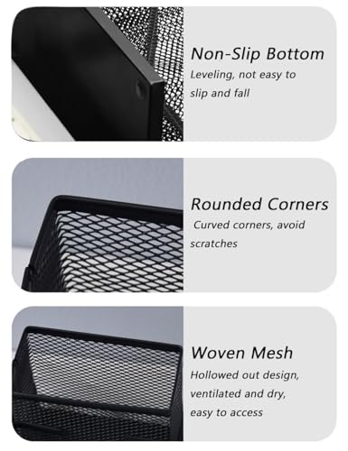Desk Organizer Desktop Mesh Pen Pencil Holder Caddy with 4 Compartments, Office Home School Classroom Accessories Cool Supplies (Silver) - color: Silver