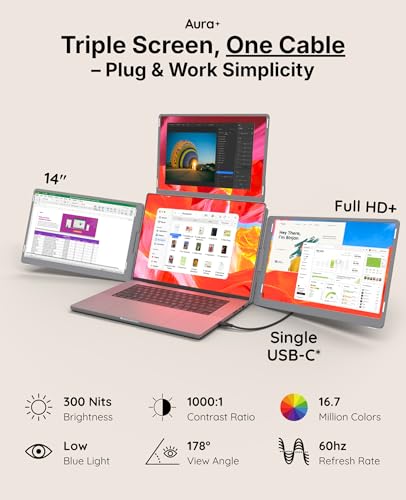 Triple Go 14" Plus | Portable Monitor Extender - size: 3x 14" Full HD+