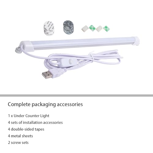 Under Cabinet Led Lighting, 12 Inch Light Strip Bar, Daylight White 6500K USB Led Light, Small Thin Led Under Counter Lighting (Cold White 6500k, 12.6 Inch Opal mask) - color: Cold White 6500k, size: 12.6 Inch Opal mask
