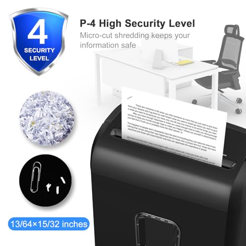 Bonsaii 6-Sheet Micro Cut Paper Shredder for Home, High Security Level P-4 - color: All Black, size: Microcut