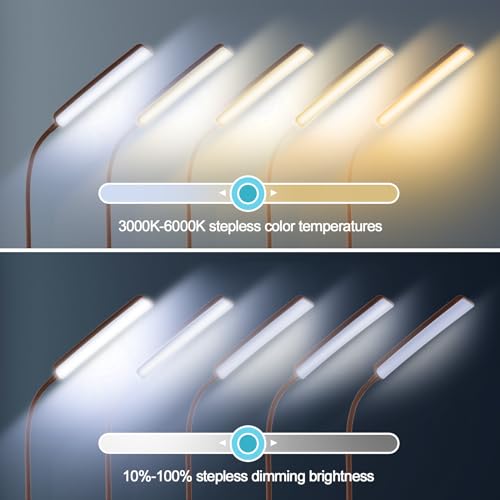 LED Floor Lamp, Stepless Adjustable 3000K-6000K Colors, Brown | Bright 15W Floor Lamps for Living Room with 1H Timer, Reading Standing Lamp with Remote & Touch Control, Home Office - color: Brown