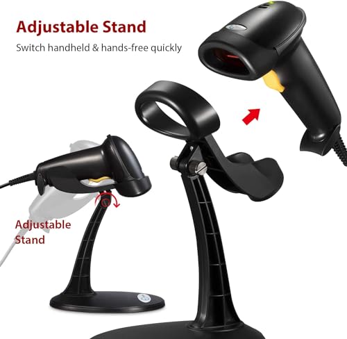 Esky Barcode Scanner with Stand, 2 Pack Wired Handheld 1D Bar Code Scanner - size: 2 Pack