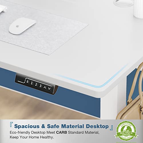 DUMOS 41.5 Inch Electric Standing Desk, Adjustable Height, Memory Desk - color: White, size: 41.5-Inch