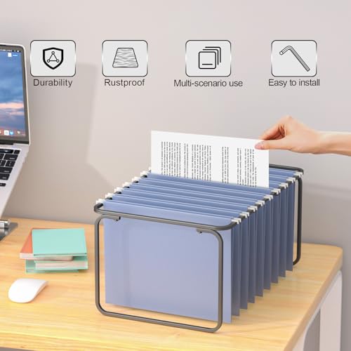 2 Sets Upgraded Adjustable Hanging File Folder Frame,Legal/Letter Size,Length Adjusted 16 to 25 inches,Heavy Duty Steel File Drawer/Cabinet Organizer Insert, Hanging Folder Holder,12.598" W X 9.45" H - size: 2Packs