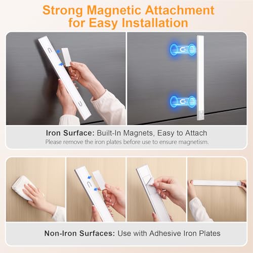 Gritin 14.7inch Under Cabinet Lighting Rechargeable 2 Pack - color: Silver, size: 14.7 inch