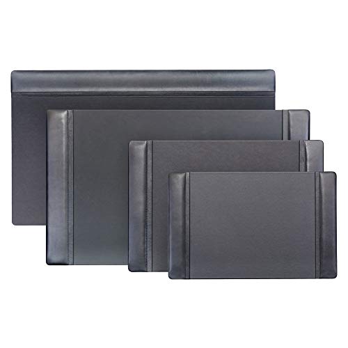 Dacasso Black Leather 22" x 14" Side Rails Desk Pad - color: Black, size: 14" x 22"