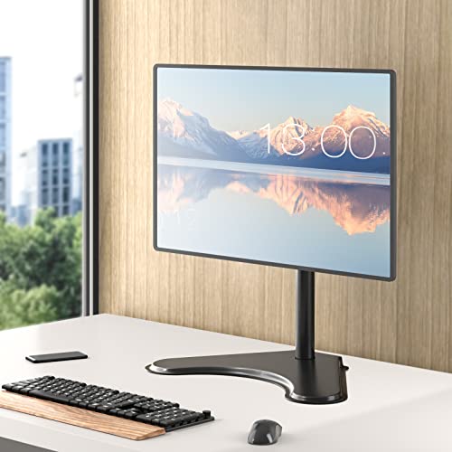 WALI Freestanding Vesa Monitor Stand for 13-32 inch Screens, up to 22 lbs | Single Monitor Stand for Desk, Full Motion with Height Adjustment, Tilt, Swivel, Rotation, VESA 75/100mm (MF001), Black - size: Single, style: Free-Standing