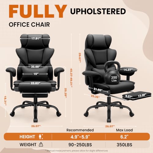 Office Chair, Desk Chair with Soft Adjustable Armrests - color: Pu-black