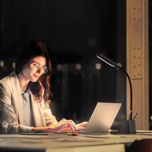 AXX LED Desk Lamp with USB Charging Port for College Dorm Room - color: Black