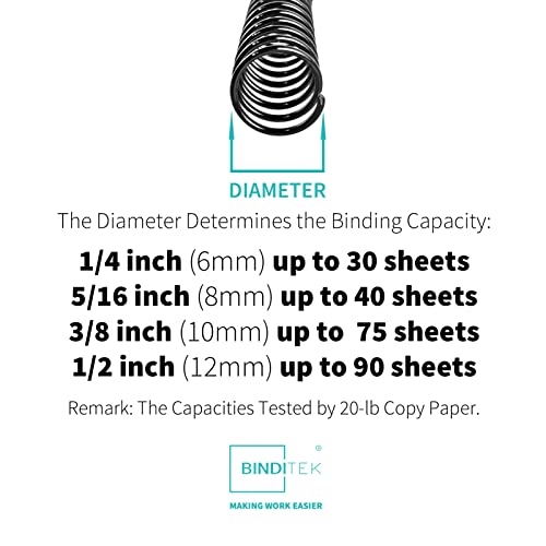 Binditek Plastic Spiral Binding Coils, Multi Size 4:1 Pitch, Black 100 Pack - size: 6mm+8mm+10mm+12mm, style: 100P , Black