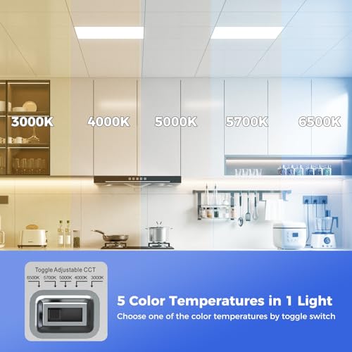 AIKVSXER 48 Pack 2x2 LED Flat Panel Light, Recessed Drop Ceiling Light Kitchen Lighting Fixtures,Bright 6500LM,0-10V Dimmable,Switchable 3000K/4000K/5000K/5700K/6500K, 30W/35W/40W/45W/50W - size: 2x2-48p