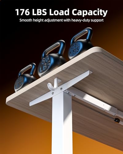 TIQLAB 55 * 24 Inches Electric Standing Desk, Adjustable Height Stand up Desk, Sit Stand Home Office Table with Splice Board, Light Walnut - color: Light Walnut, size: 55*24 inch