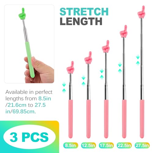 3 Pcs Professional Telescopic Pointer Stick, Retractable Presentation Guide for Lecturers and Speakers, High Visibility Executive Meeting and Office Training Aid- 3 Colors