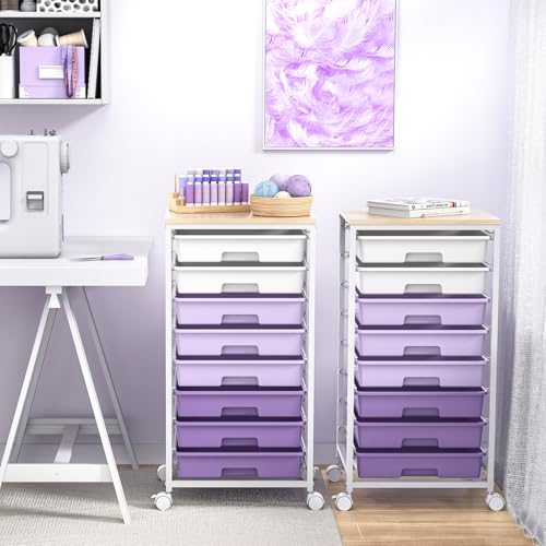 SYKIARIOL Rolling Cart with Drawers,8 Drawers Storage Cart,Purple - color: Purple