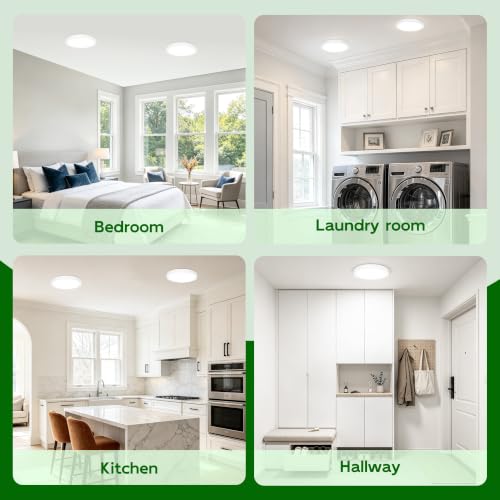 hykolity 7Inch Selectable CCT LED Flush Mount Ceiling Light,1500LM,2 Pack | 15W 3000K/4000K/5000K, Edge-Lit Flush Mount Ceiling Light Fixture for Kitchen, Bedroom, Laundry and Closet Room,White - color: White, size: 7 inch