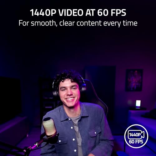 Razer Kiyo V2 X Webcam for Streaming and Meetings, 1440p 60 FPS, Black - color: Black