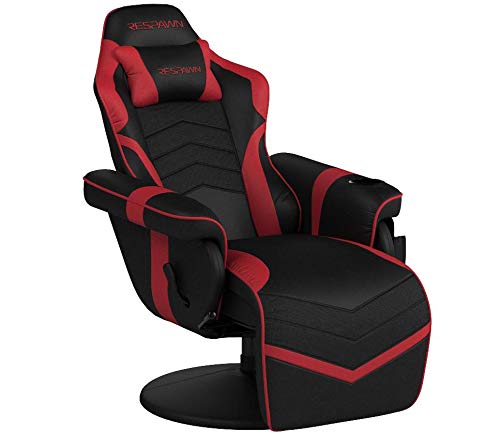 Respawn 900 Gaming Recliner Chair with Footrest, Cup Holder and Swivel | Ergonomic gaming recliner with footrest, cup holder, lumbar support, 135° recline & 360° swivel for console gaming - color: Red