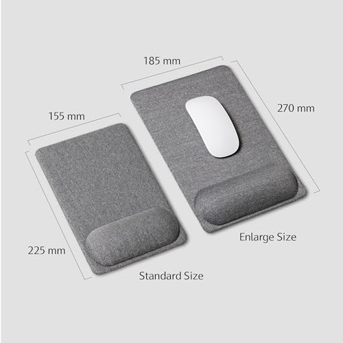 SenseAGE Large Ergonomic Mouse Pad with Wrist Rest Support, Enhanced Comfort & Space, Non-Slip Mouse Mat for Desk, Laptop & Computer, 10.6 x 7.3 inch (Grey) - size: 10.6L x 7.3W inches