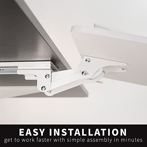 VIVO Adjustable 25 x 10 inch Computer Keyboard and Mouse Platform Tray Ergonomic Under Table Desk Mount Drawer Underdesk Shelf, White, MOUNT-KB03W | Adjustable Computer Keyboard and Mouse Platform, Ergonomic Under Table Desk Mount Drawer, Full Swivel - co