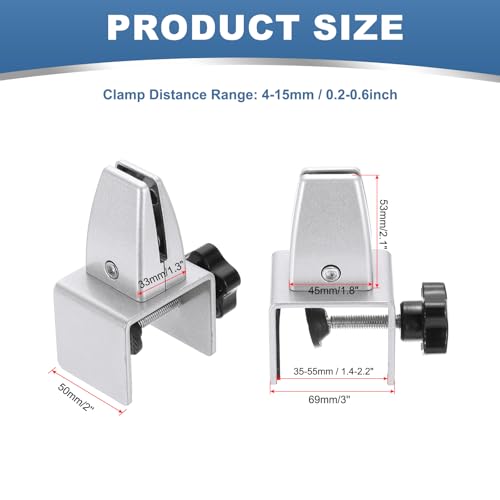 PATIKIL 1.8x1.3x2.1" Desk Divider Support Clamp 2Pcs Aluminum Desk Silver - color: Silver