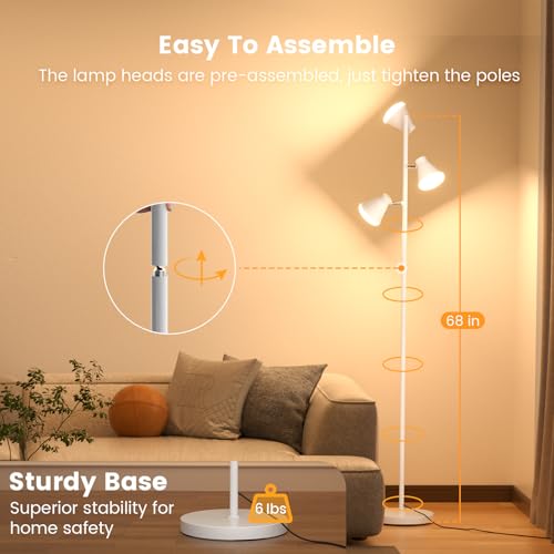 SIBRILLE 36W LED Tree Floor Lamp with Remote for Living Room Bedroom - color: White