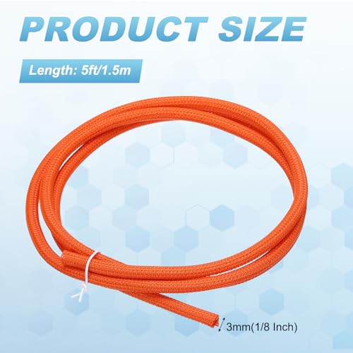 MECCANIXITY Split Sleeve Wire Loom Braided Sleeve 1/8" 5Ft Orange - color: Orange, size: 1/8" x 5Ft