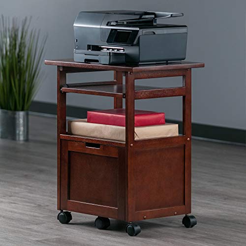 Winsome Piper 3-Shelf Wood Mobile Printer Stand, Brown (94427) | Small Computer Desk, Simple Table for Gaming, Writing, Studying, Crafts, Work, Sturdy Home Office Furniture