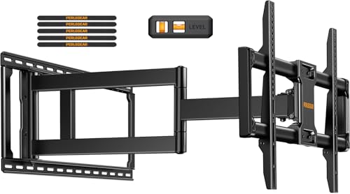 Perlegear Long Arm Full Motion TV Wall Mount for 42–97 Inch TVs up to 150 lbs, Pre-Assembled TV Mount with Full Swivel, Tilt and Extension, Fits 8″/12″/16″/24″ Wood Studs, Max VESA 800x400mm, PGXLF02