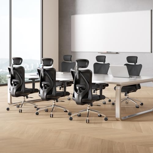 SIHOO M18 Ergonomic Office Chair, Mesh Back Desk Chair with Headrest - color: Black, size: Pack of 1