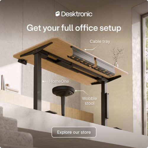Desktronic Height Adjustable Standing Desk Frame — Ergonomic Sit Stand Desk Frame, Electric Dual Motor, USB & USB-C Charging, Wobble-Free, Touchscreen, 3 Memory Presets, Anti-Collision - color: Black