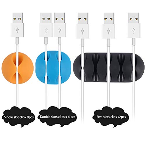 Shintop 6pcs Self-Adhesive Cable Clips for Computer, Electrical, Charging | Colorful Cord Holders, Desk Wire Clips for Nightstand Cord, Holds Cords in Place for Easy Access - color: Colorful, size: Multi-size