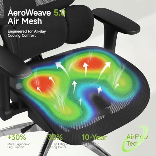 X19 Ergonomic Office Chair, 3-Zone Lumbar for Back Pain Relief - color: Midnight Black