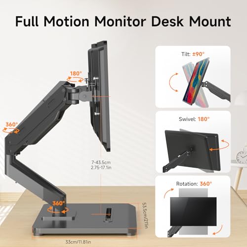 Pholiten Adjustable Dual Monitor Arms with Base for 17-32" Screens - style: dual arms