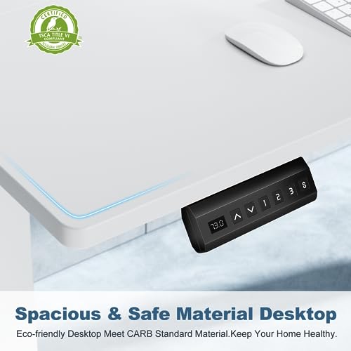 DUMOS 48 Inch Electric Standing Desk, Memory Adjustable Home Office Desk - color: White, size: 48-Inch