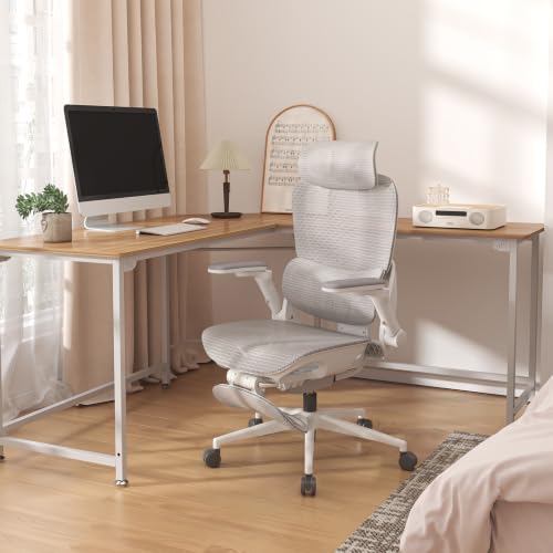 SIHOO B300 PRO Ergonomic Office Chair with Footrest, Mesh Desk Chair, White - color: True White, size: Pack of 1