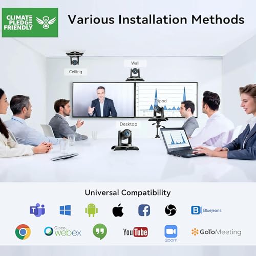 Tenveo 20X Optical Zoom PTZ Camera with AI Auto-Tracking, USB 3.0/HDMI, FHD 1080P60 for Video Conferencing, Live Streaming, Church, Education, Zoom, Teams & OBS - color: Obsidian Black