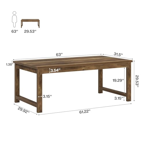 Tribesigns Modern Computer Desk, 63 x 31.5 inch Large Office Desk Computer Table Study Writing Table Workstation for Home Office, Brown Wood - color: Brown Wood, size: 63*31.5 inch