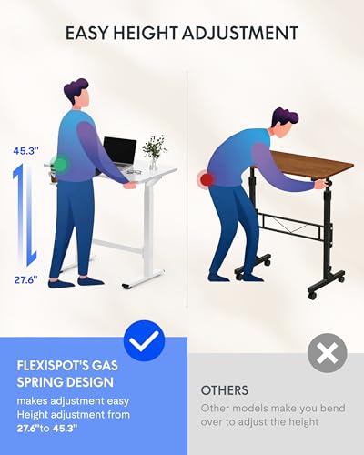 FLEXISPOT H7 Plus Mobile Standing Desk, Pneumatic Adjustable,One-Piece 32" - color: White, size: 32"