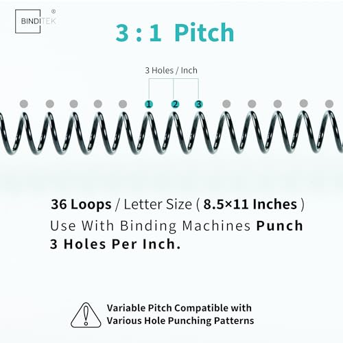 Binditek Plastic Spiral Binding Coils, Multi Size 3:1 Pitch, Black 100 Pack - size: Multi Size , 3:1pitch, style: 100P , Black